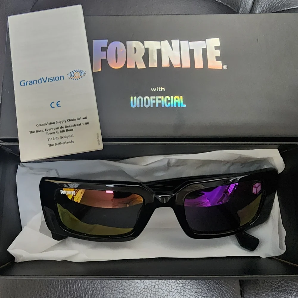 FORTNITE X UNOFFICIAL Sunglasses The Cube Black Rectangular Collector Rare